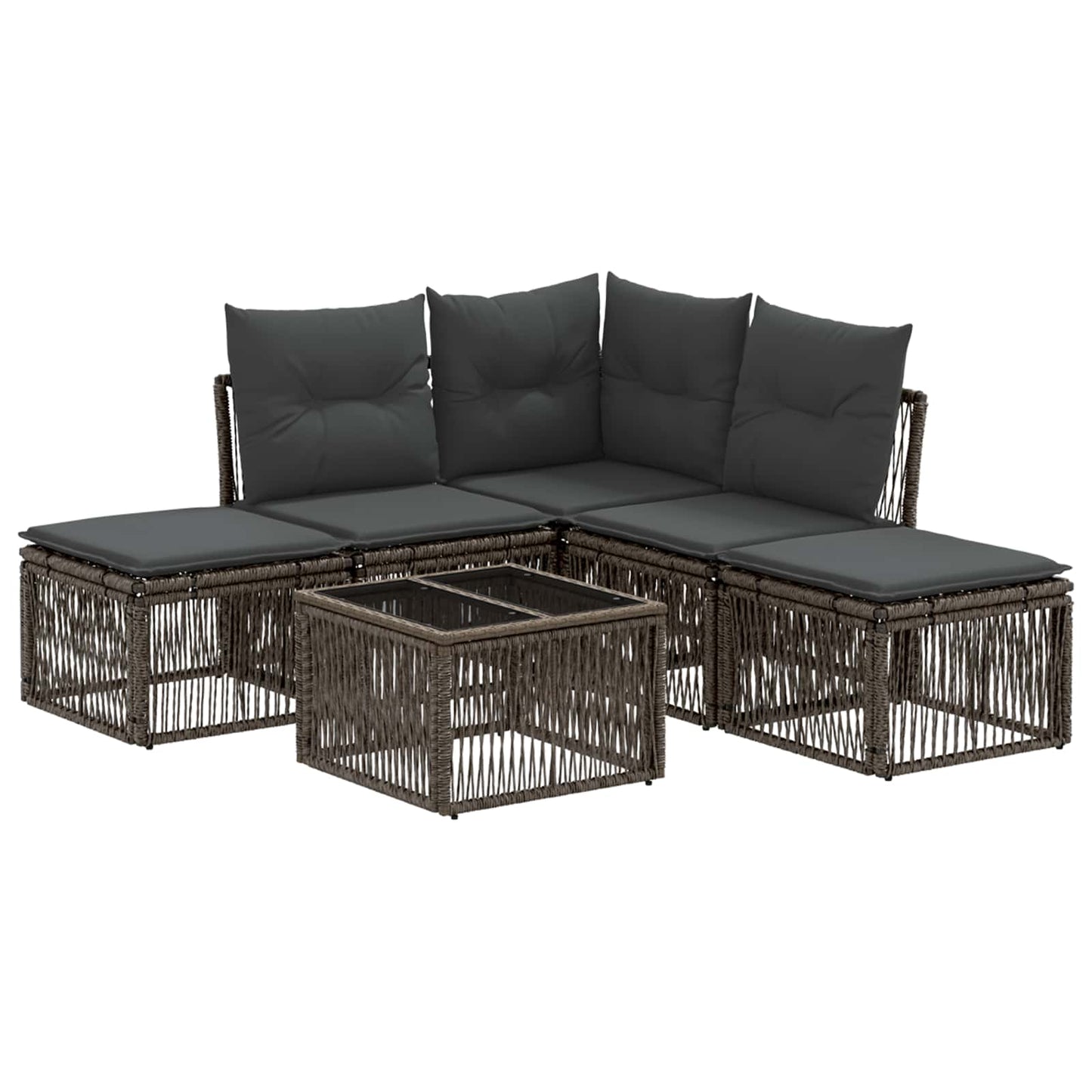 Set Divano da Giardino 6 pcs Grigio polyrattan | homemem39