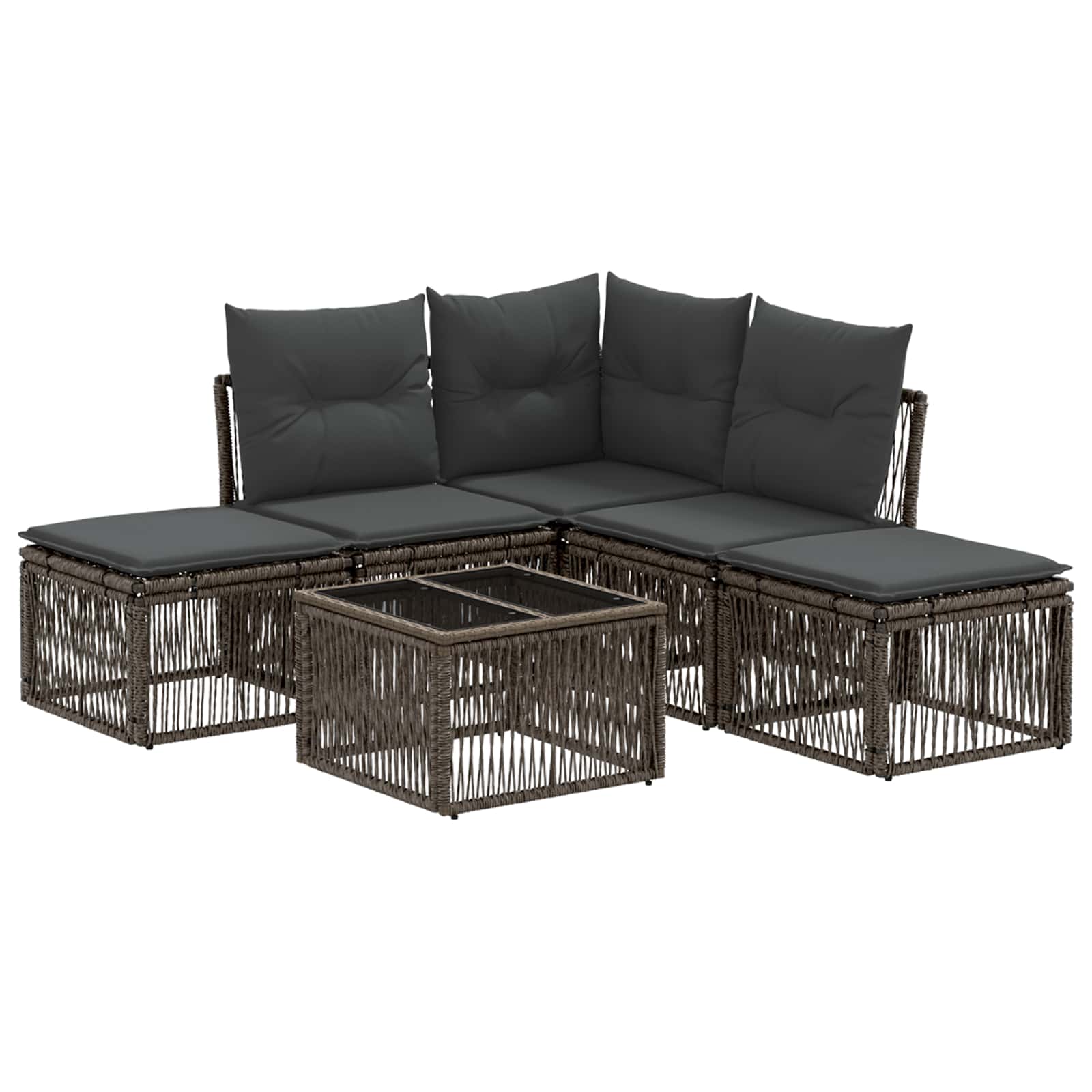 Set Divano da Giardino 6 pcs Grigio polyrattan | homemem39