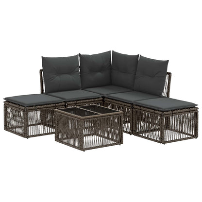 Set Divano da Giardino 6 pcs Grigio polyrattan | homemem39