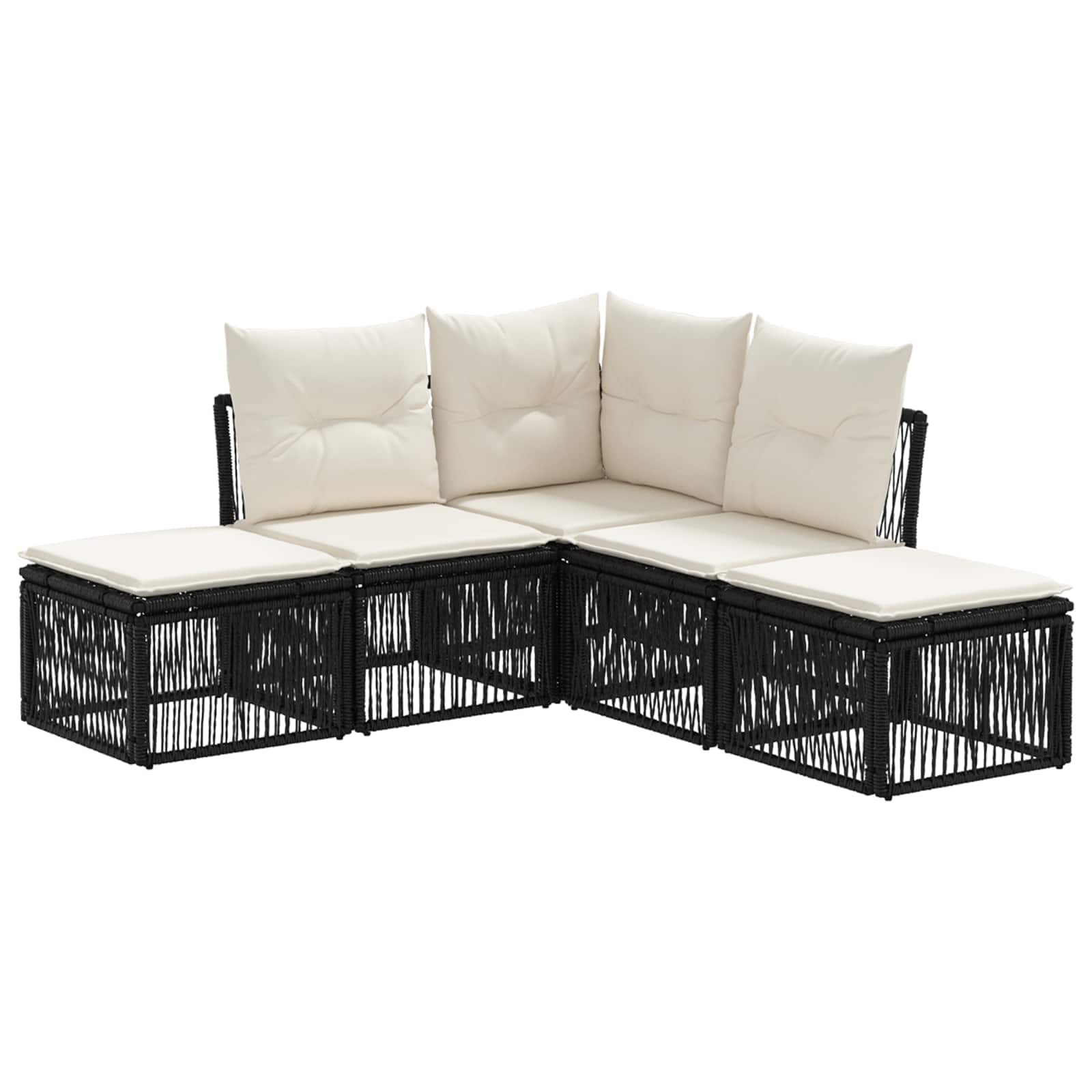 Set Divano da Giardino 5 pcs Nero polyrattan | homemem39