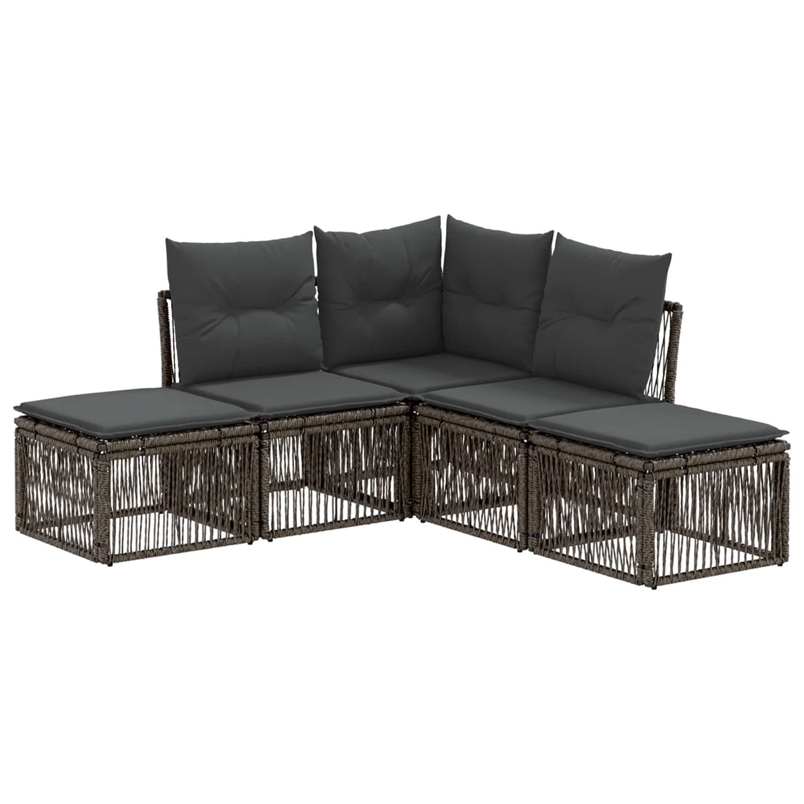 Set Divano da Giardino 5 pcs Grigio polyrattan | homemem39