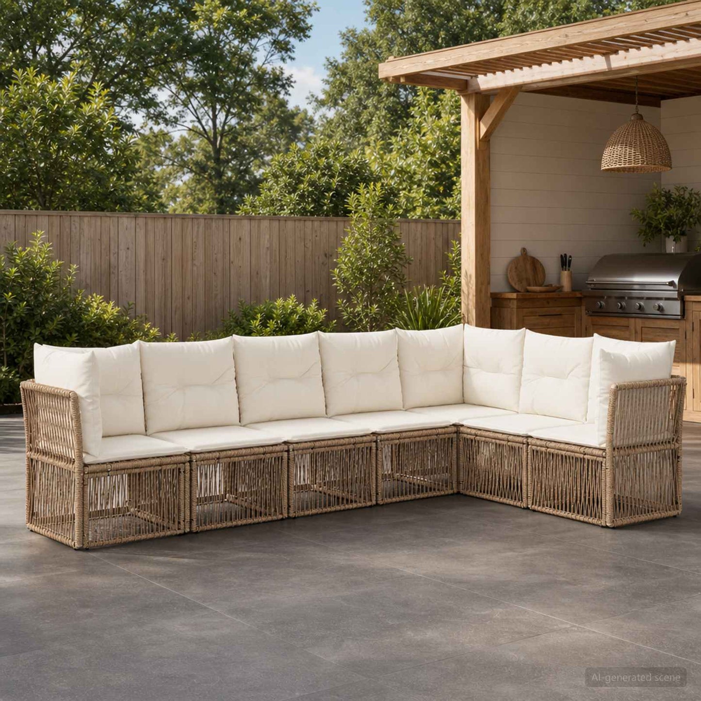 Set Divano da Giardino 7 pcs Beige polyrattan | homemem39