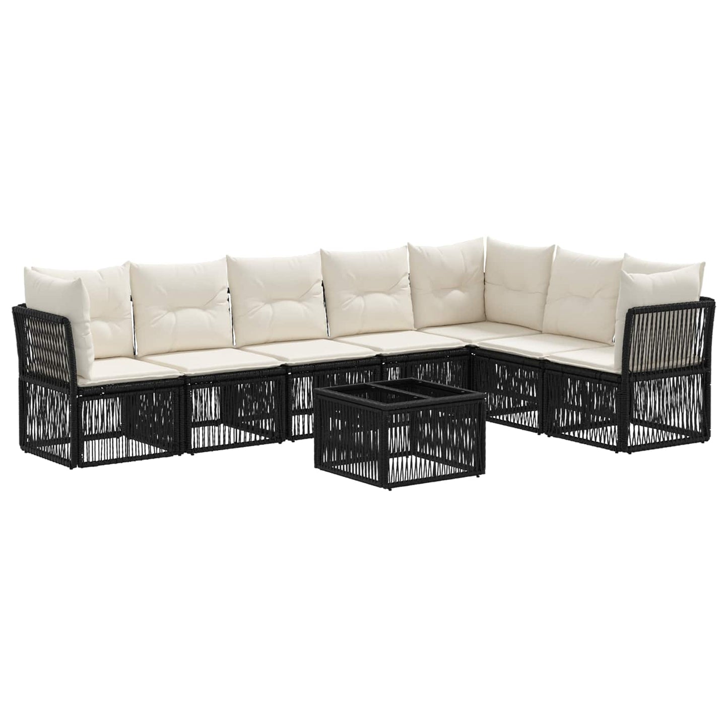 Set Divano da Giardino 8 pcs Nero polyrattan | homemem39