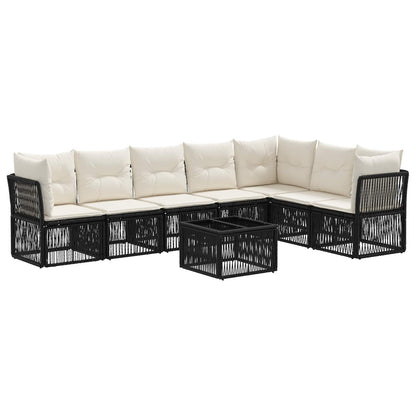 Set Divano da Giardino 8 pcs Nero polyrattan | homemem39