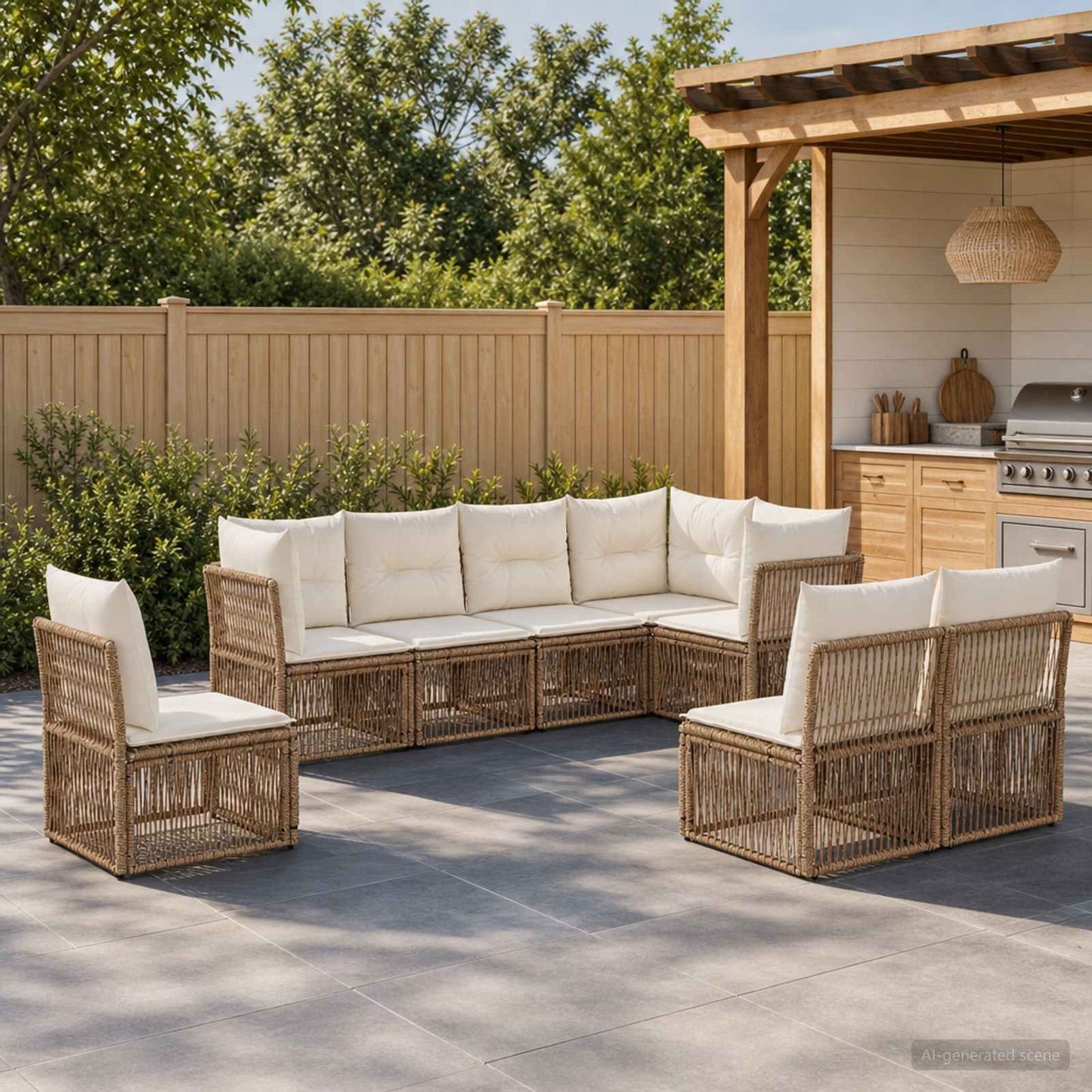 Set Divano da Giardino 8 pcs Beige polyrattan | homemem39