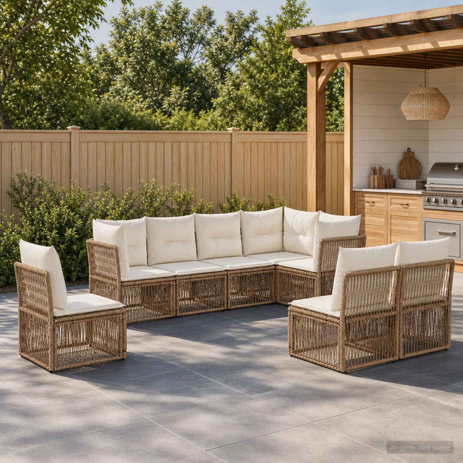 Set Divano da Giardino 8 pcs Beige polyrattan | homemem39
