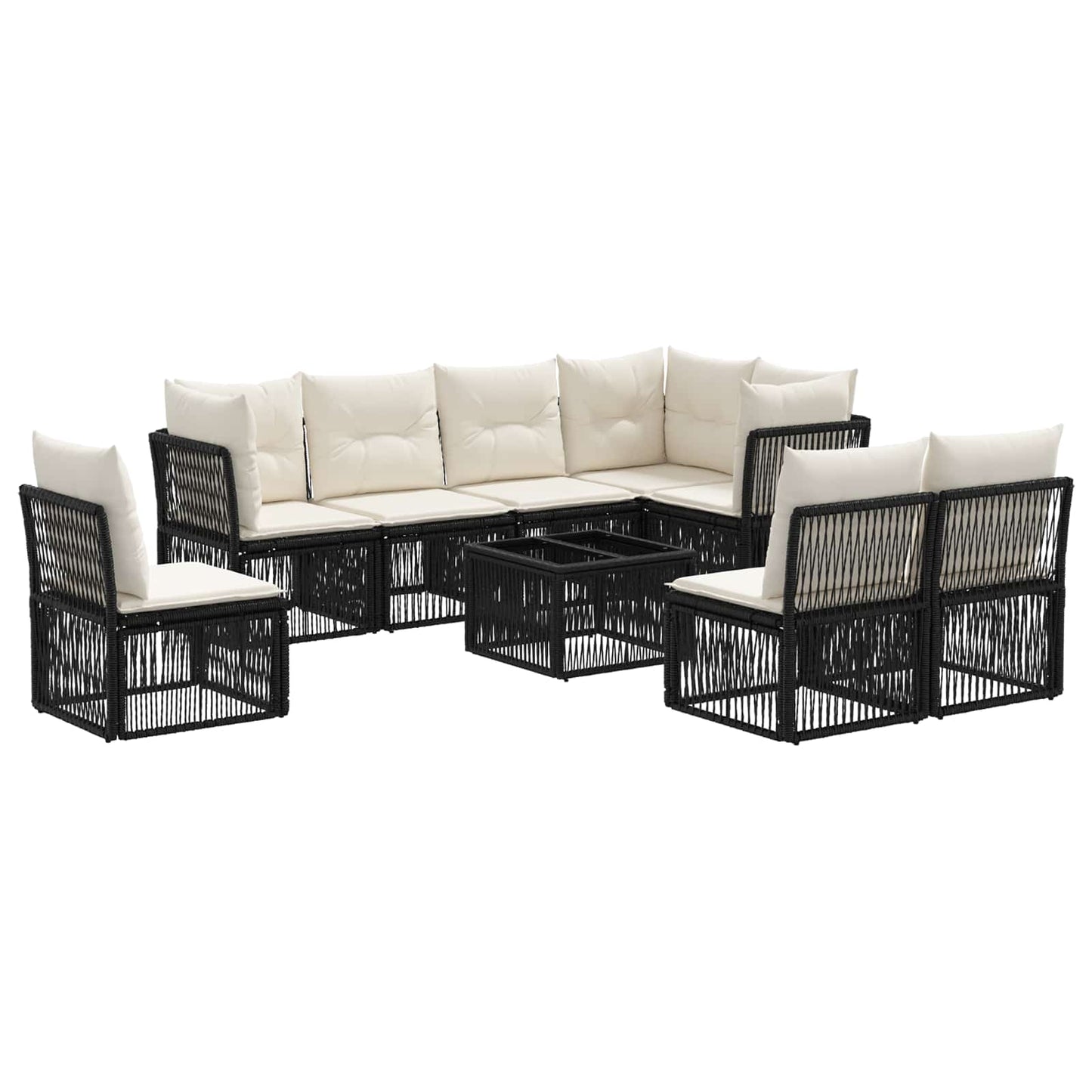 Set Divano da Giardino 9 pcs Nero polyrattan | homemem39