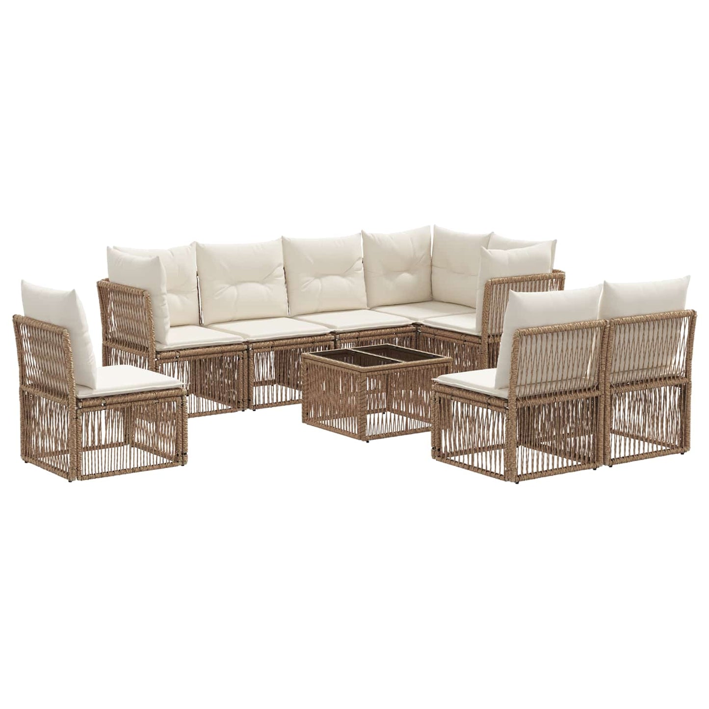 Set Divano da Giardino 9 pcs Beige polyrattan | homemem39