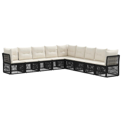 Set Divano da Giardino 9 pcs Nero polyrattan | homemem39