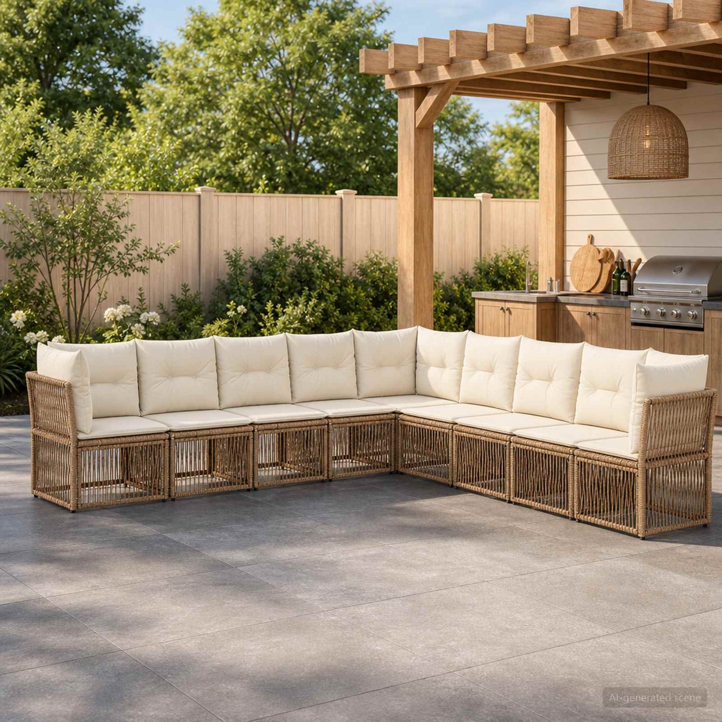 Set Divano da Giardino 9 pcs Beige polyrattan | homemem39