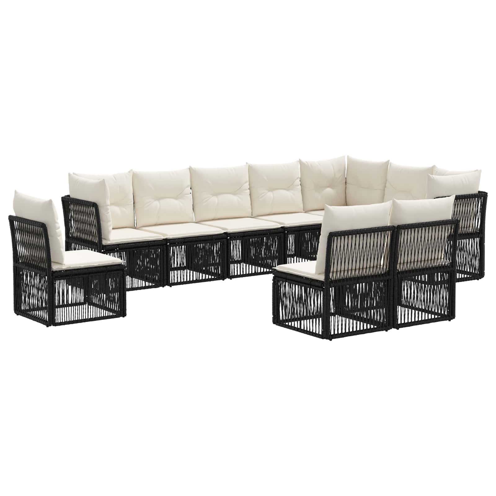Set Divano da Giardino 10 pcs Nero polyrattan | homemem39