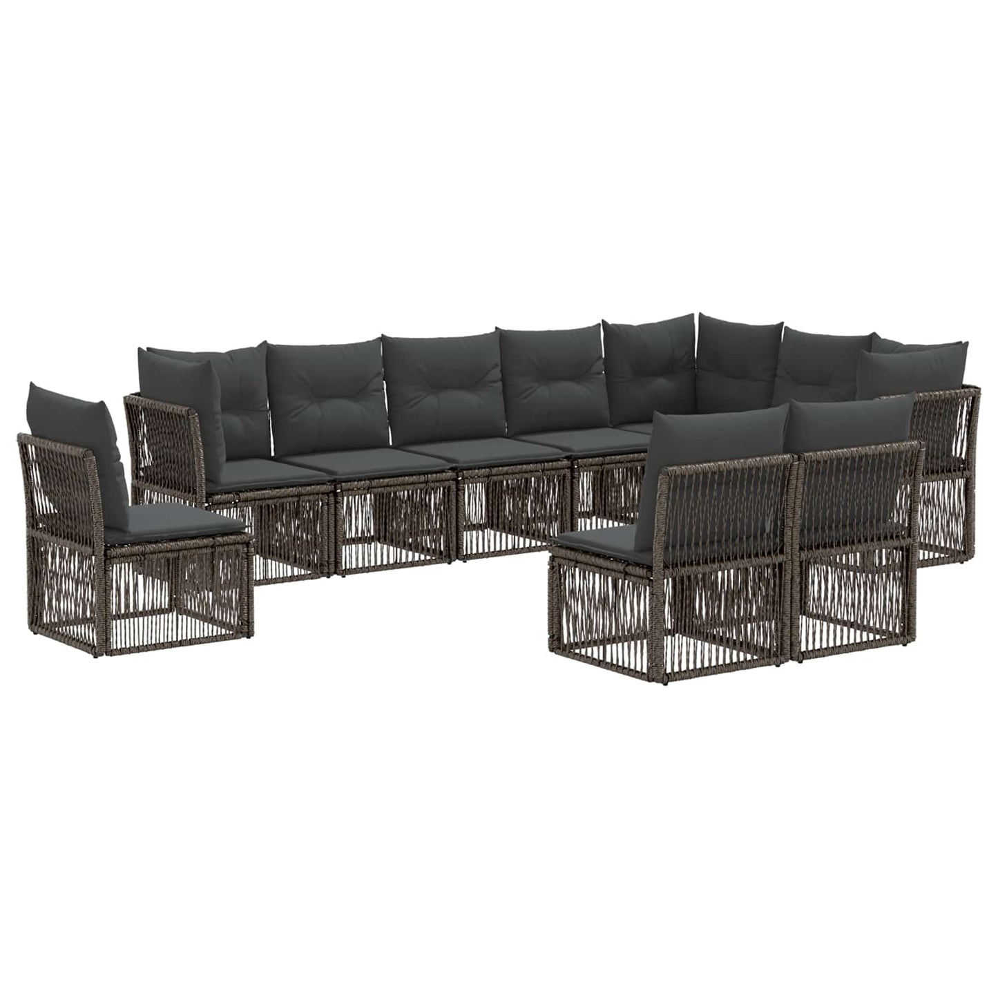 Set Divano da Giardino 10 pcs Grigio polyrattan | homemem39