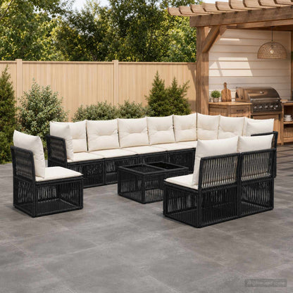 Set Divano da Giardino 11 pcs Nero polyrattan | homemem39