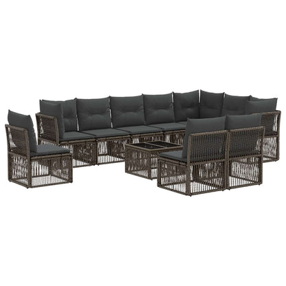 Set Divano da Giardino 11 pcs Grigio polyrattan | homemem39