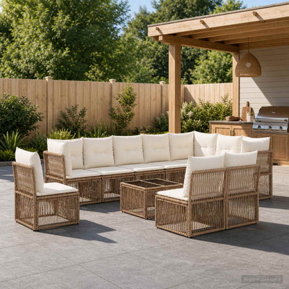 Set Divano da Giardino 11 pcs Beige polyrattan | homemem39