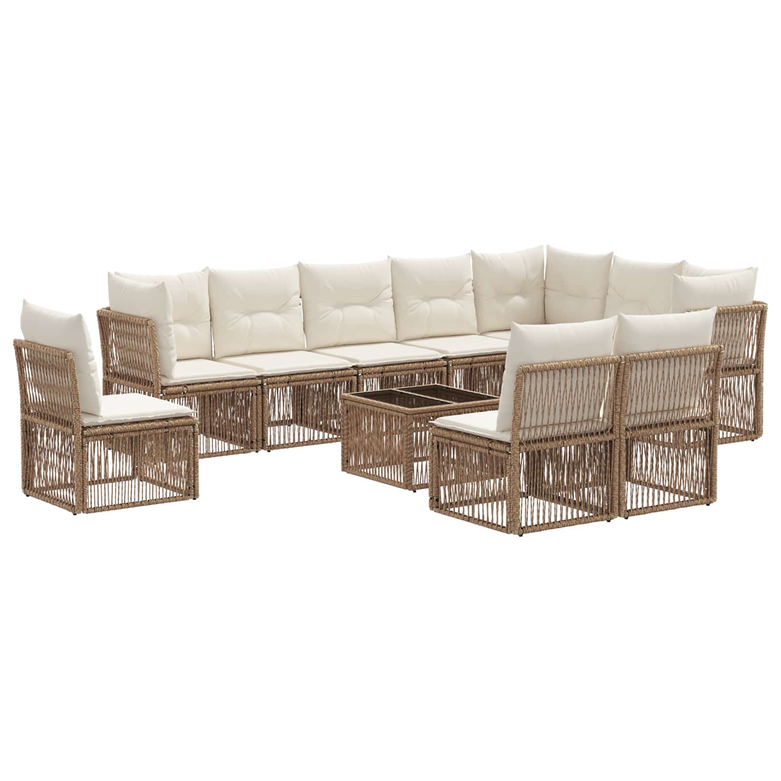 Set Divano da Giardino 11 pcs Beige polyrattan | homemem39