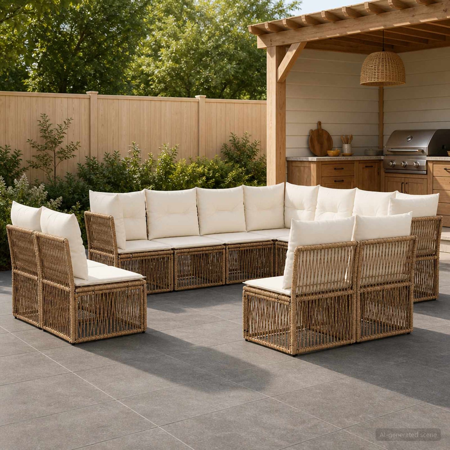 Set Divano da Giardino 11 pcs Beige polyrattan | homemem39