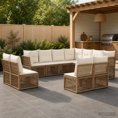 Set Divano da Giardino 11 pcs Beige polyrattan | homemem39