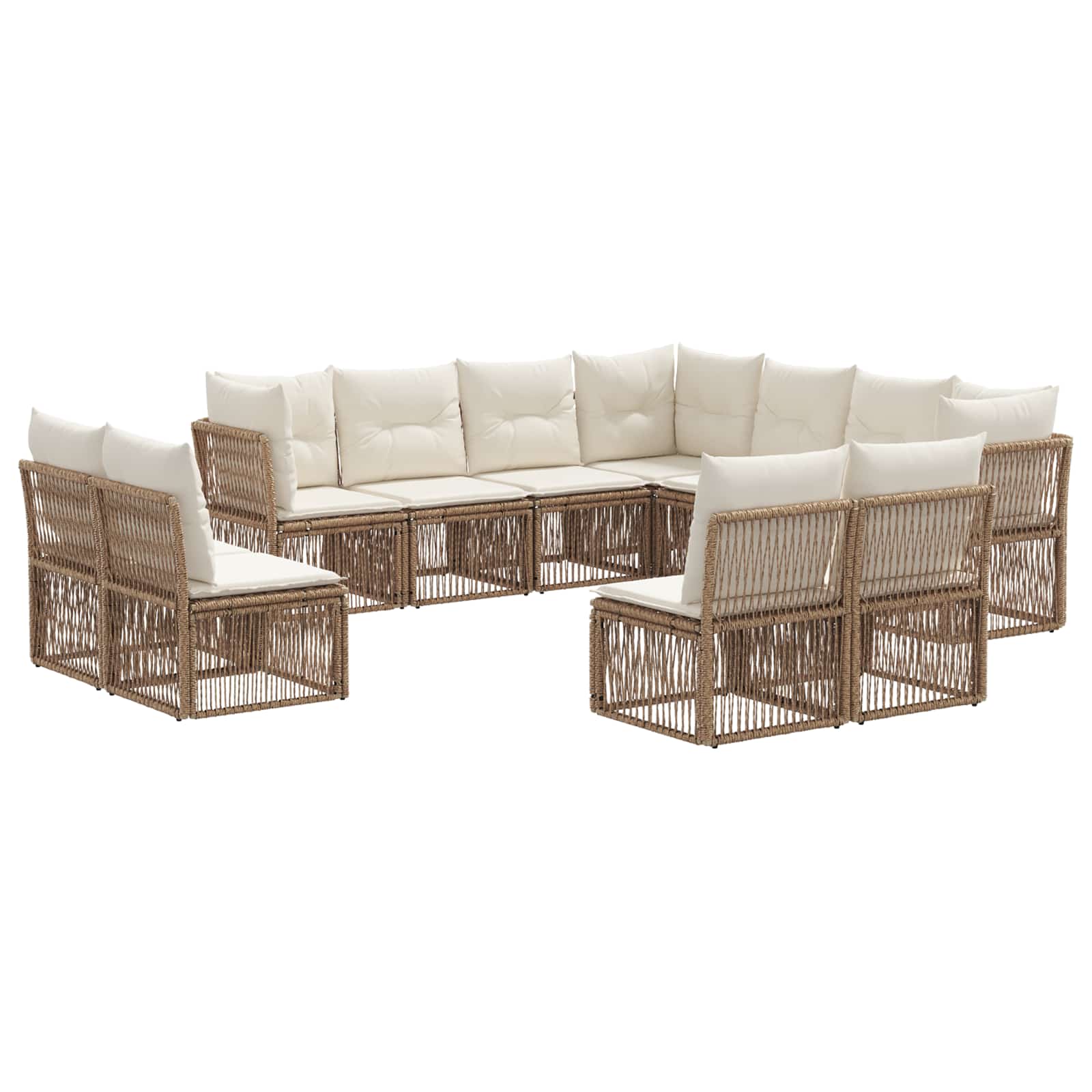 Set Divano da Giardino 11 pcs Beige polyrattan | homemem39