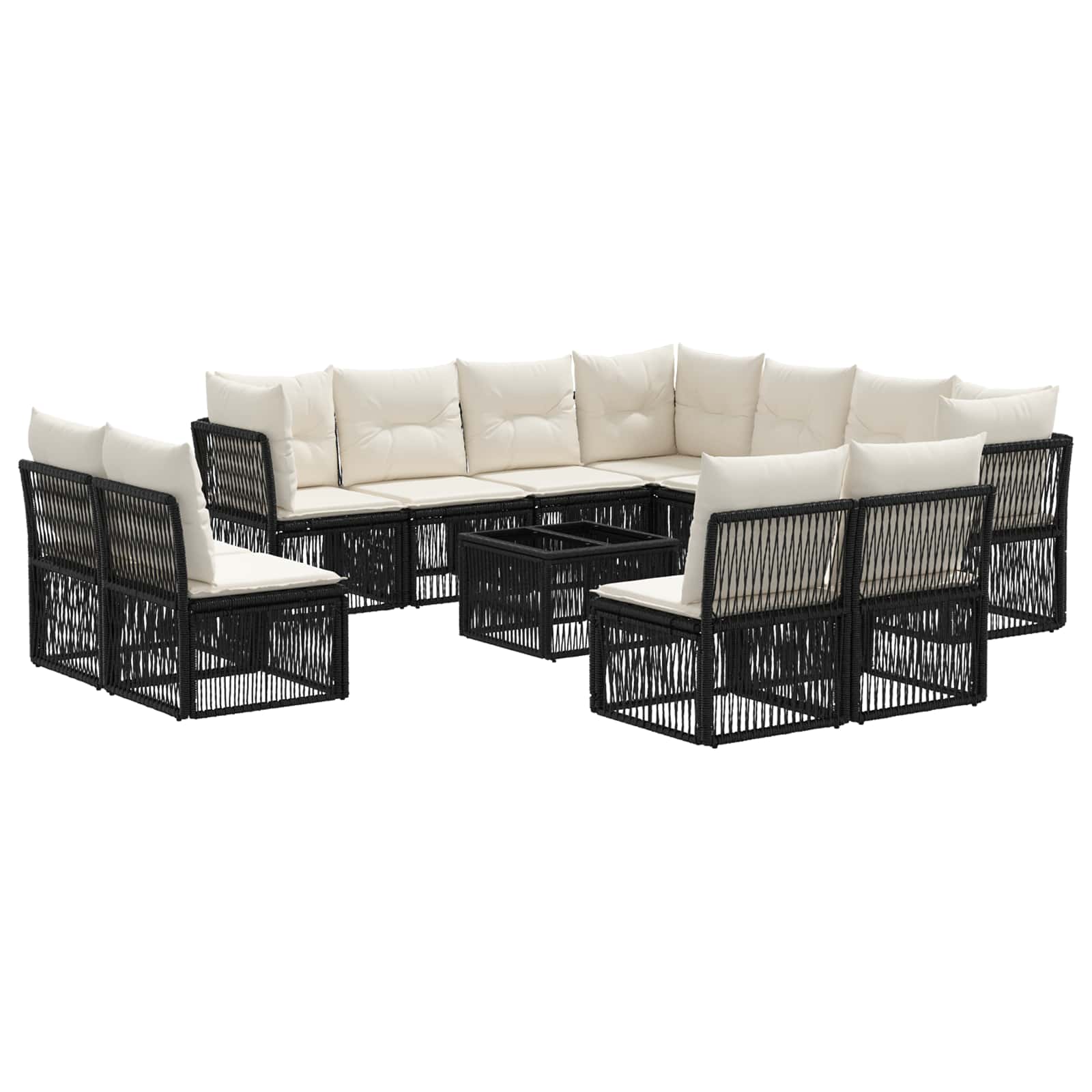 Set Divano da Giardino 12 pcs Nero polyrattan | homemem39