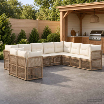Set Divano da Giardino 10 pcs Beige polyrattan | homemem39