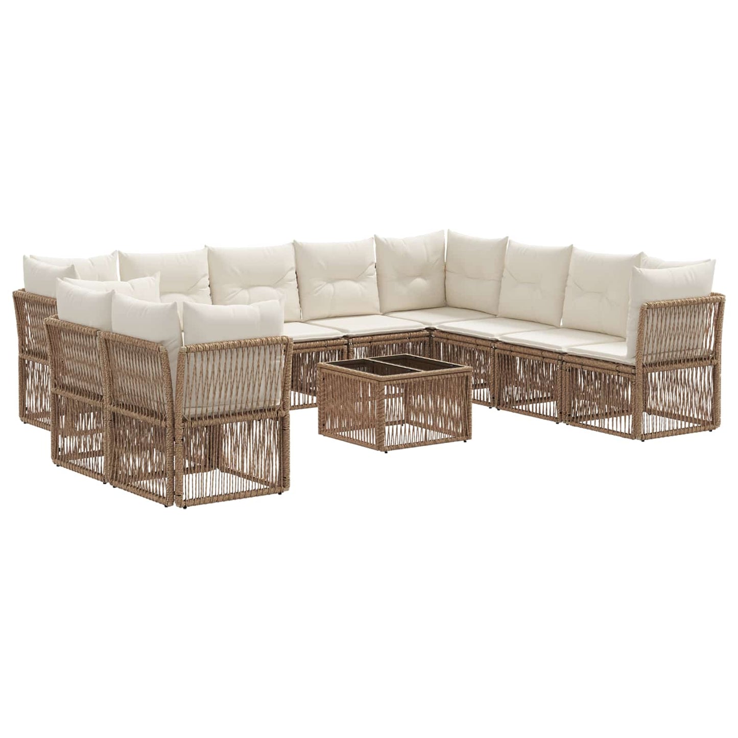 Set Divano da Giardino 11 pcs Beige polyrattan | homemem39