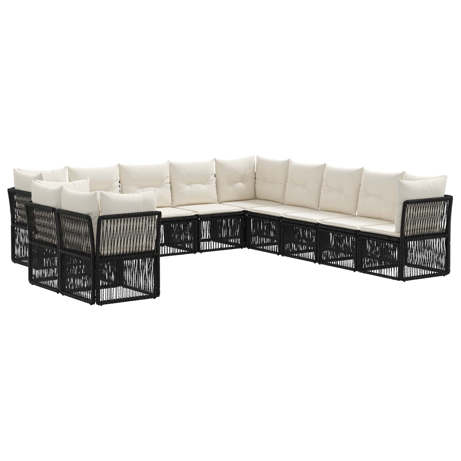 Set Divano da Giardino 11 pcs Nero polyrattan | homemem39