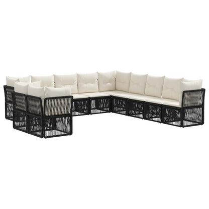Set Divano da Giardino 11 pcs Nero polyrattan | homemem39