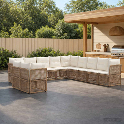Set Divano da Giardino 11 pcs Beige polyrattan | homemem39
