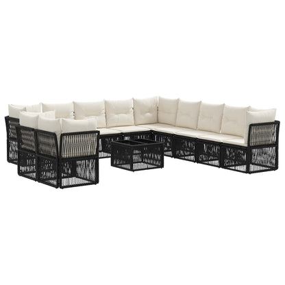 Set Divano da Giardino 12 pcs Nero polyrattan | homemem39
