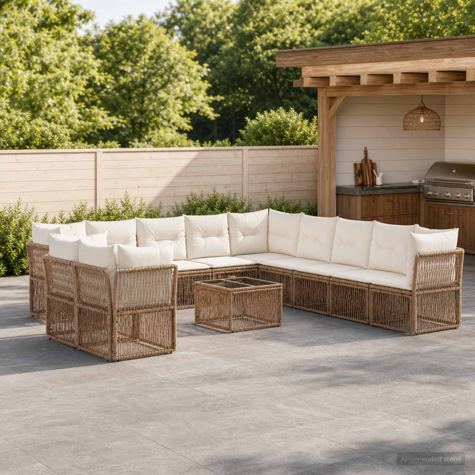 Set Divano da Giardino 12 pcs Beige polyrattan | homemem39