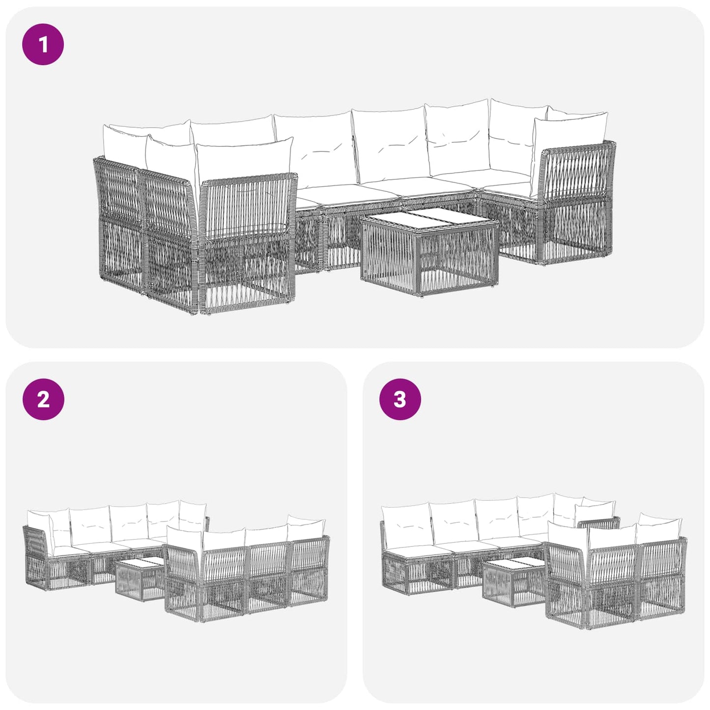 Set Divano da Giardino 12 pcs Beige polyrattan | homemem39