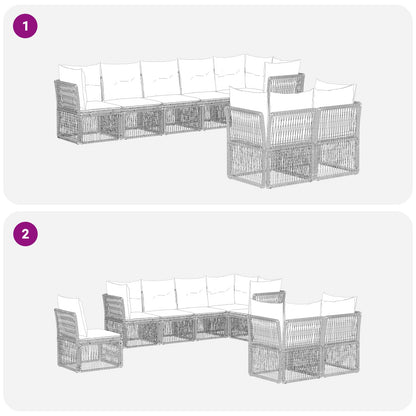 Set Divano da Giardino 8 pcs Grigio polyrattan | homemem39