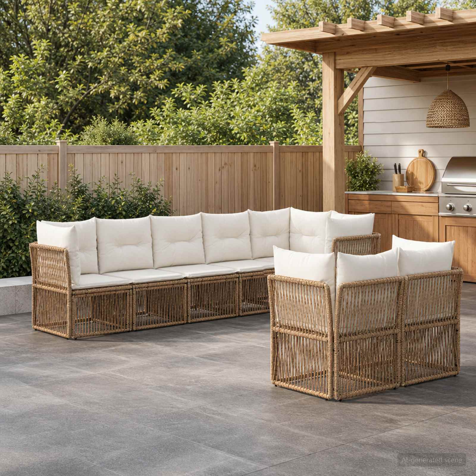 Set Divano da Giardino 8 pcs Beige polyrattan | homemem39