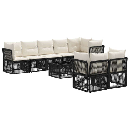 Set Divano da Giardino 9 pcs Nero polyrattan | homemem39