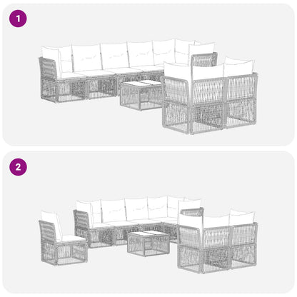 Set Divano da Giardino 9 pcs Nero polyrattan | homemem39