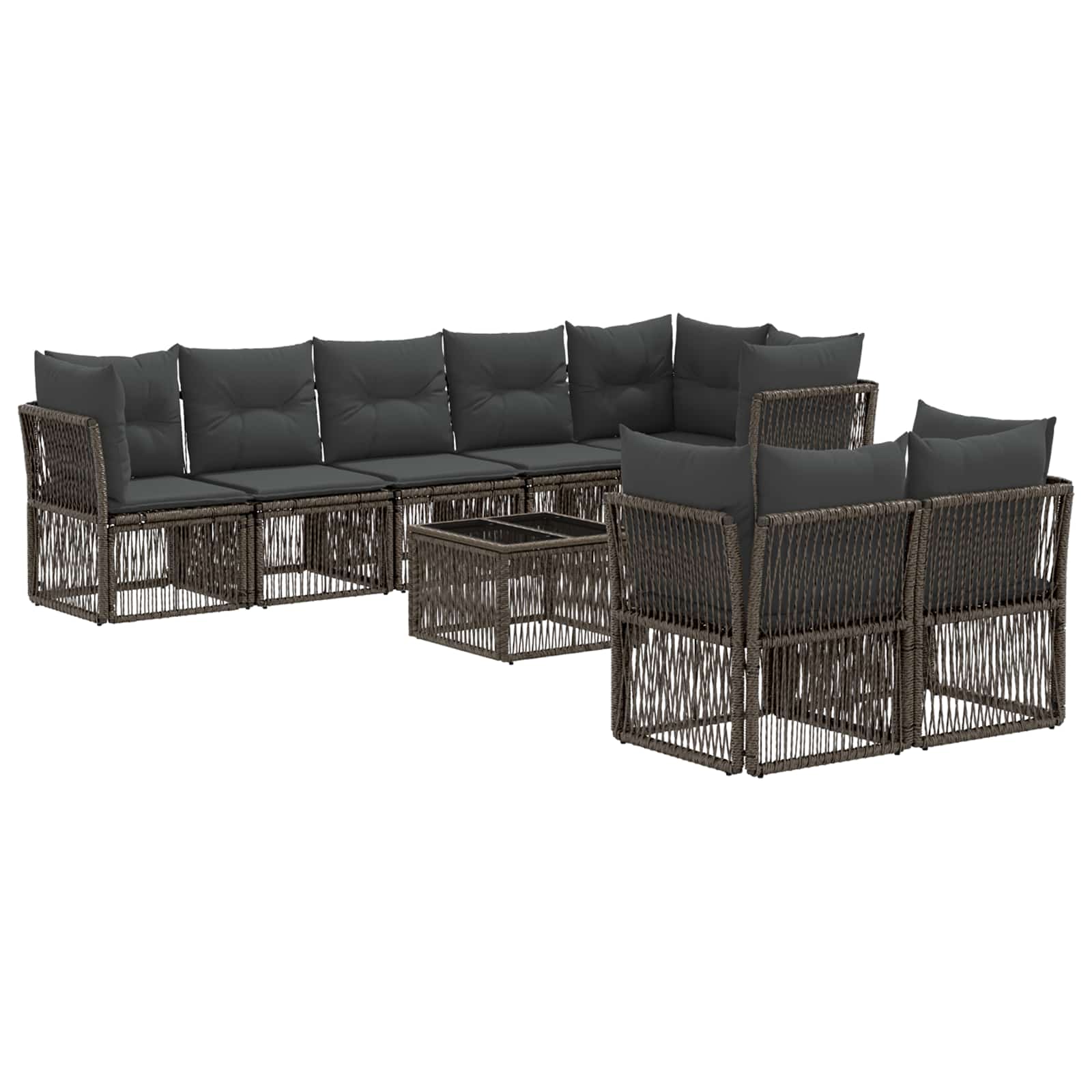 Set Divano da Giardino 9 pcs Grigio polyrattan | homemem39