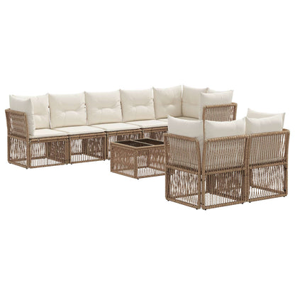Set Divano da Giardino 9 pcs Beige polyrattan | homemem39