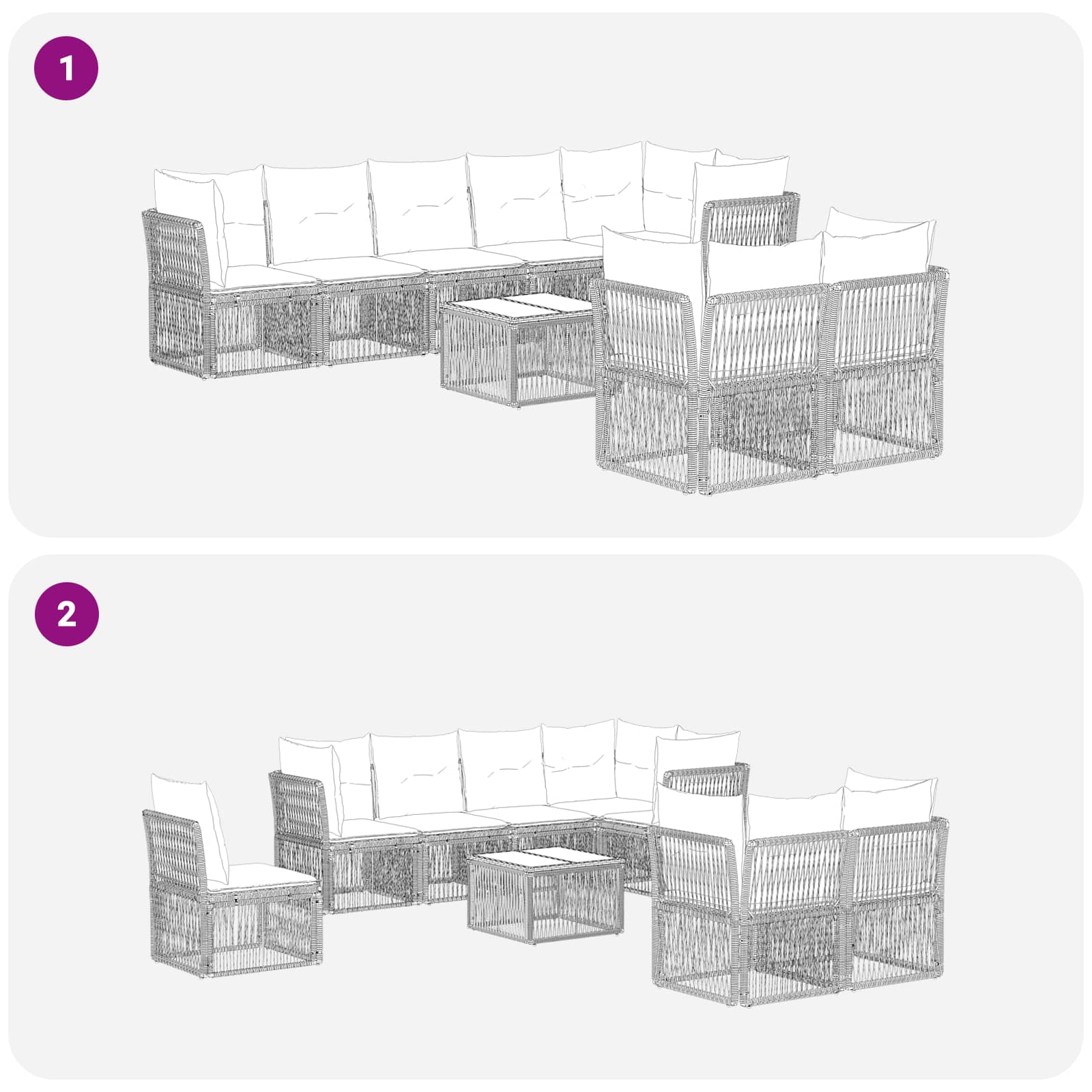 Set Divano da Giardino 9 pcs Beige polyrattan | homemem39