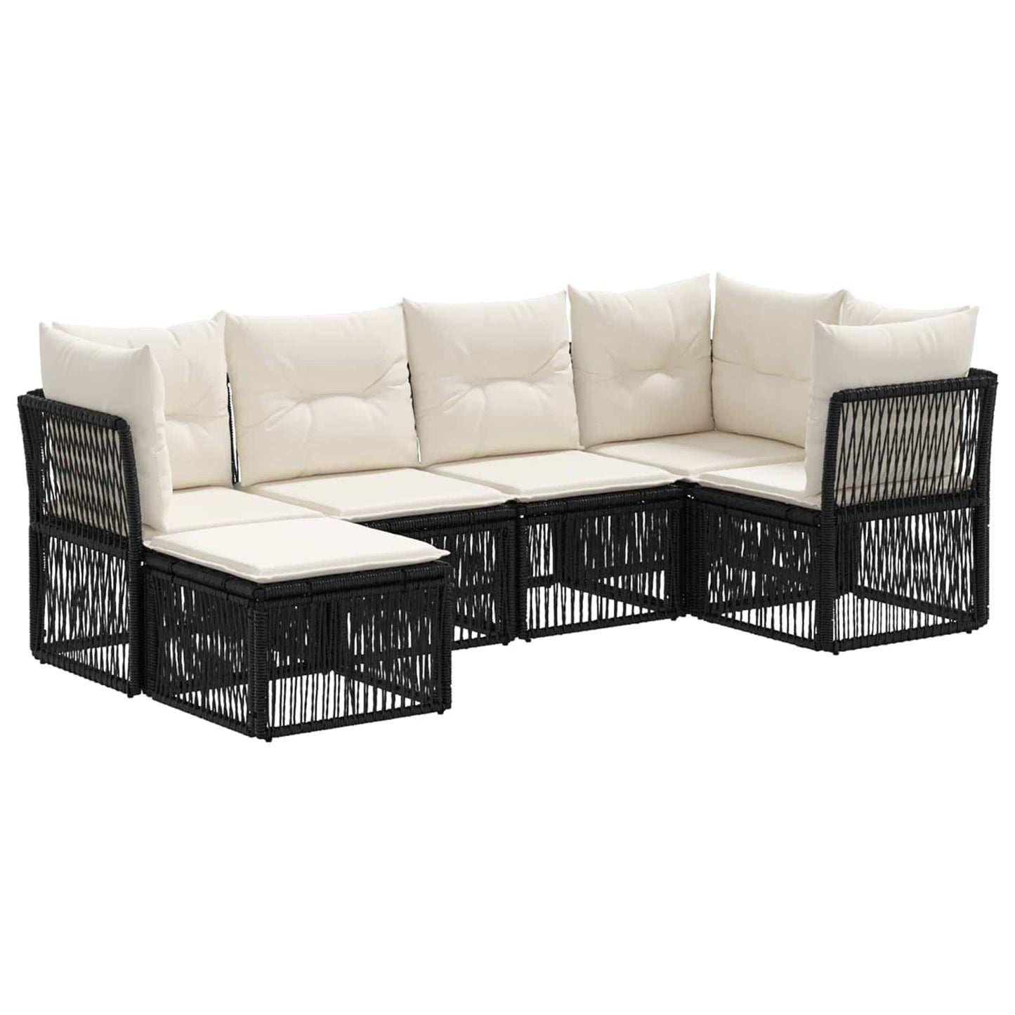 Set Divano da Giardino 6 pcs Nero polyrattan | homemem39