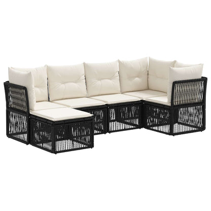 Set Divano da Giardino 6 pcs Nero polyrattan | homemem39