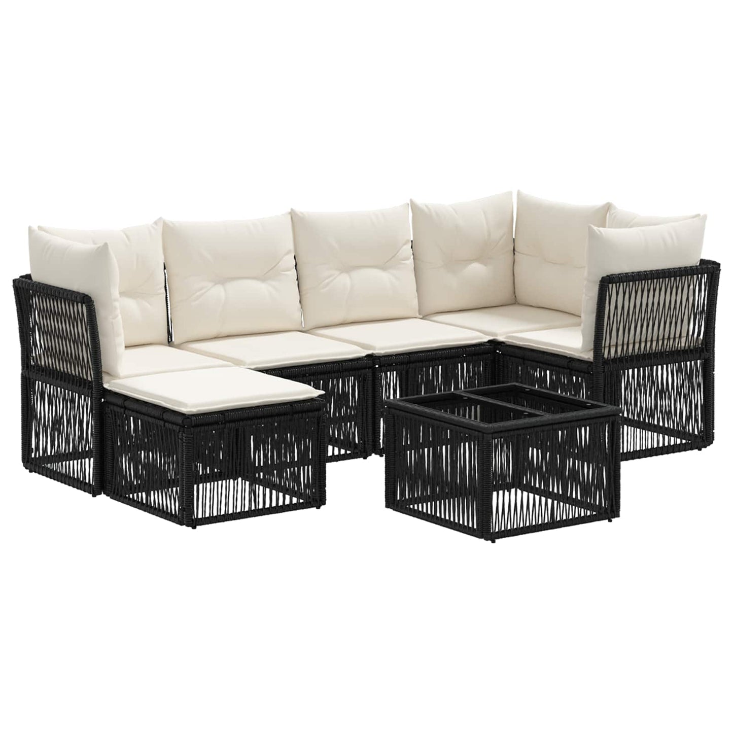 Set Divano da Giardino 7 pcs Nero polyrattan | homemem39