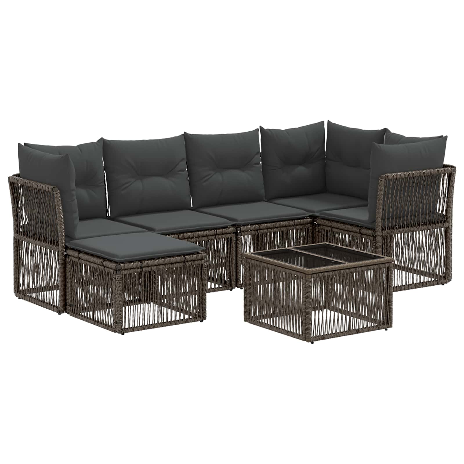 Set Divano da Giardino 7 pcs Grigio polyrattan | homemem39