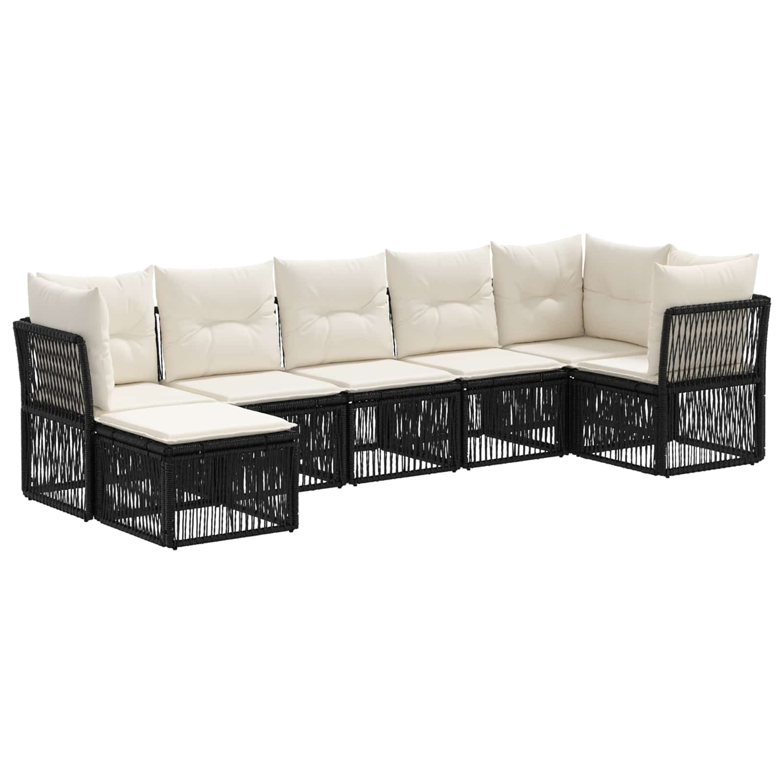 Set Divano da Giardino 7 pcs Nero polyrattan | homemem39