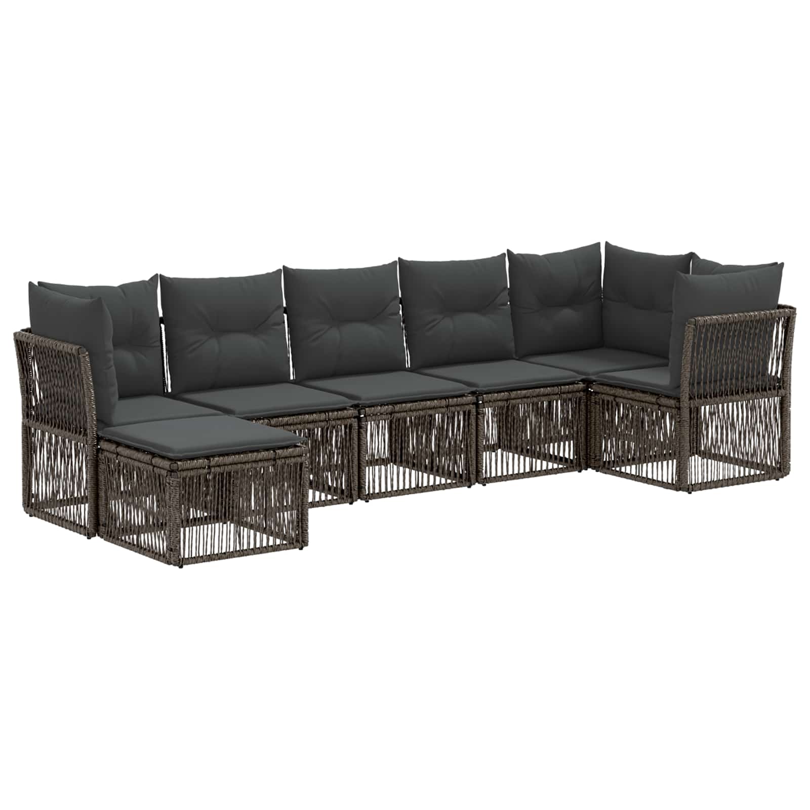 Set Divano da Giardino 7 pcs Grigio polyrattan | homemem39