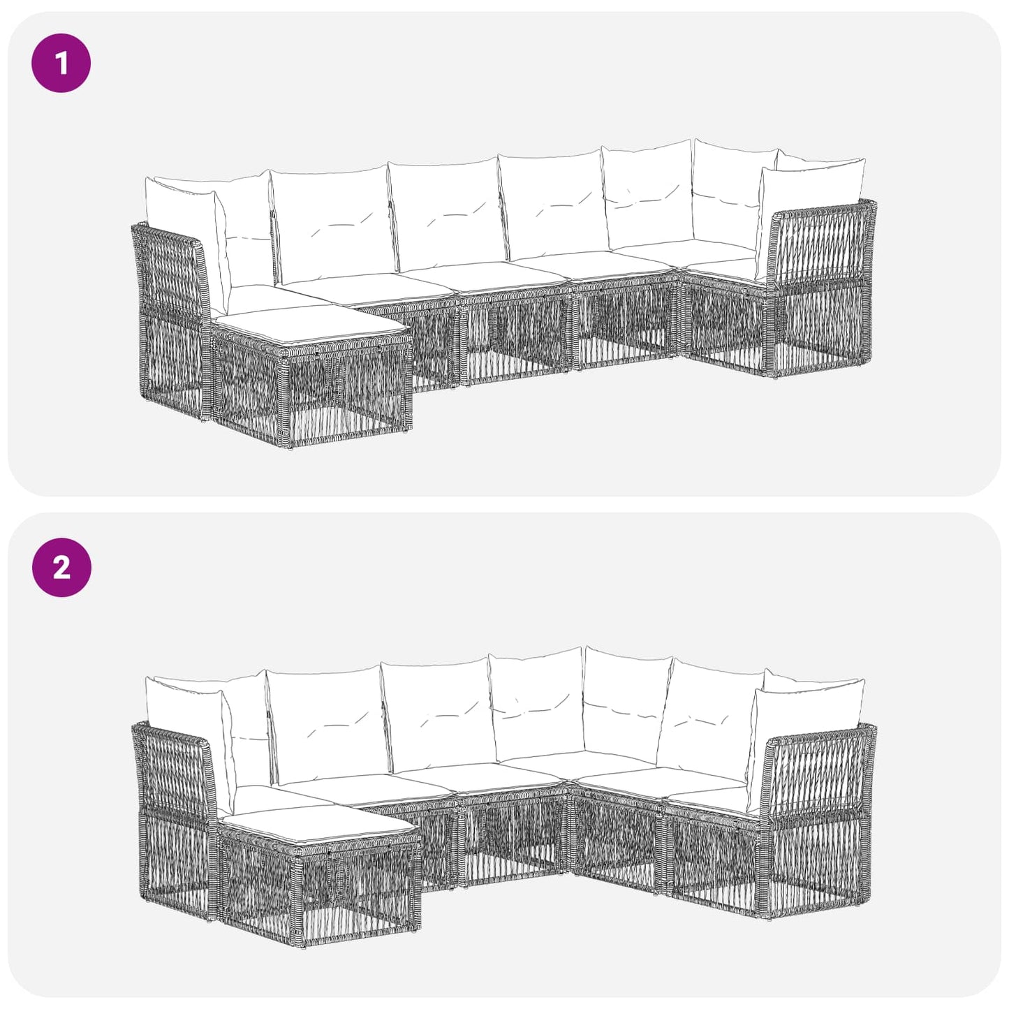 Set Divano da Giardino 7 pcs Grigio polyrattan | homemem39