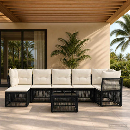 Set Divano da Giardino 8 pz Nero polyrattan | homemem39