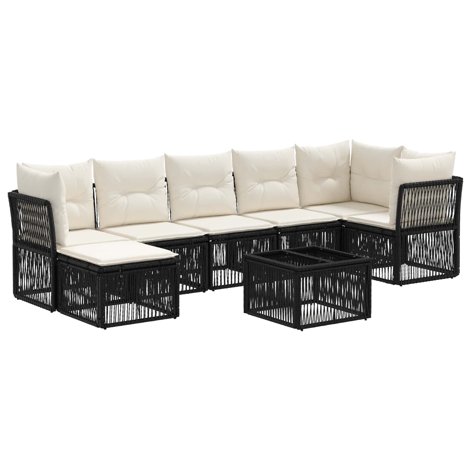 Set Divano da Giardino 8 pcs Nero polyrattan | homemem39