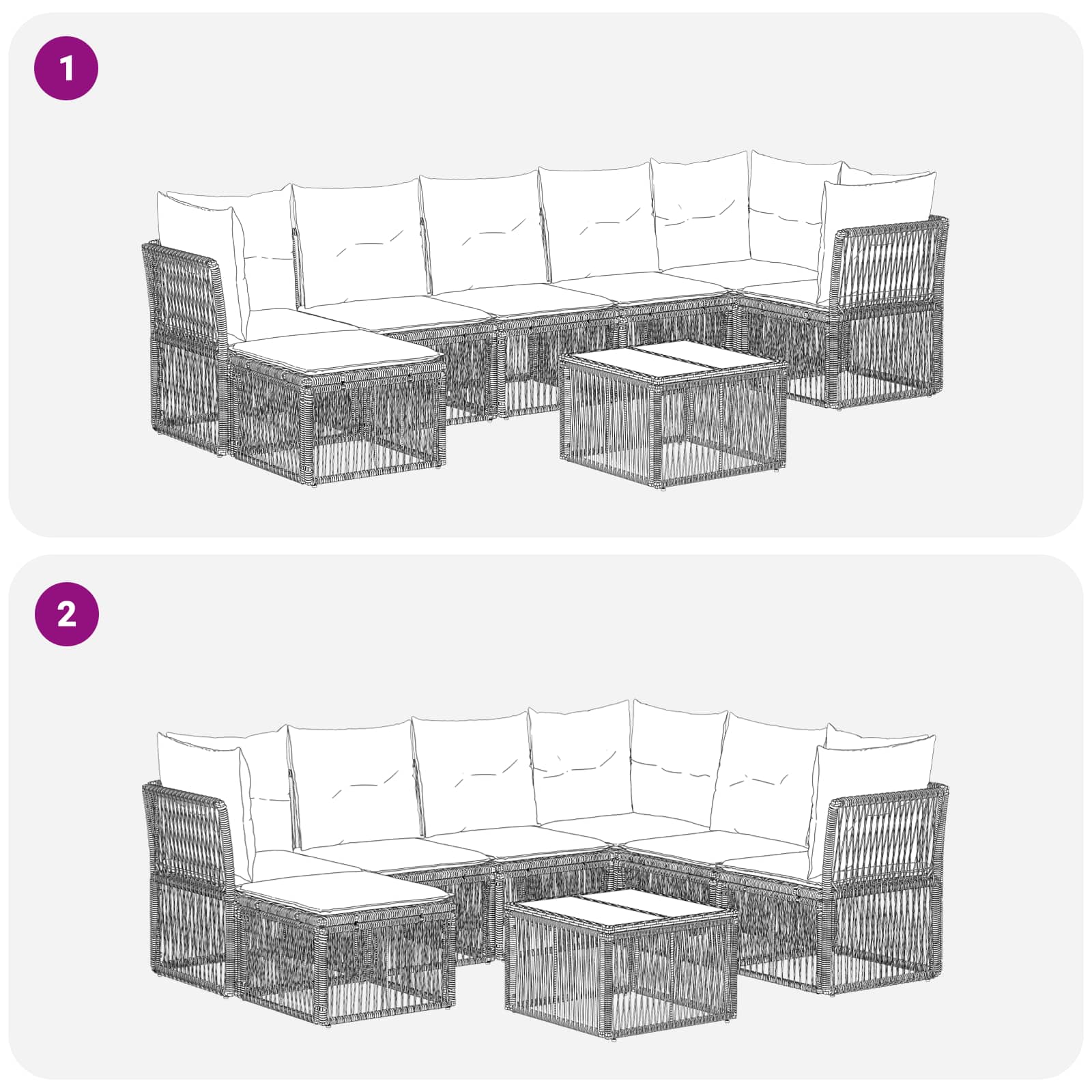 Set Divano da Giardino 8 pcs Nero polyrattan | homemem39