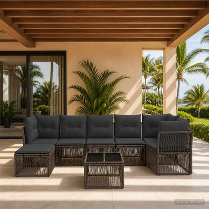 Set Divano da Giardino 8 pcs Grigio polyrattan